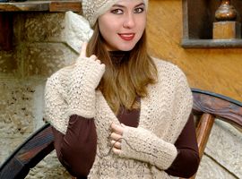 Woman in knitted winter outfit