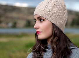 Profile view of woman in beanie