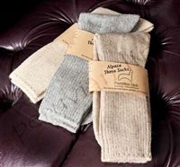 Alpaca socks on leather chair