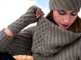 Stylish alpaca wool sweater and hat