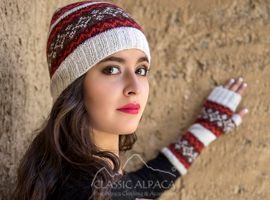 Winter fashion with red and white patterns
