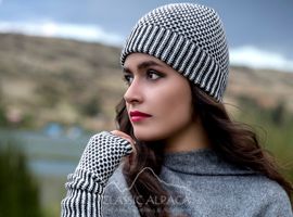 Stylish woman wearing winter hat