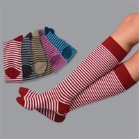 Assorted colorful striped socks display