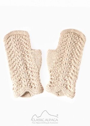 Warm alpaca mittens with textured design