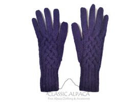 Stylish braided alpaca gloves in purple