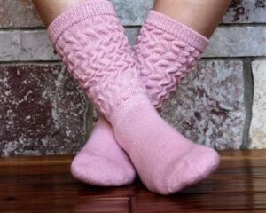 Cozy pink socks with textured pattern
