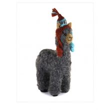 Cute alpaca plush with knitted hat