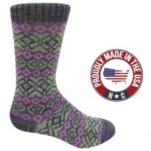 Green and purple knit sock, USA-made
