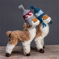 Toy llamas in cozy hats