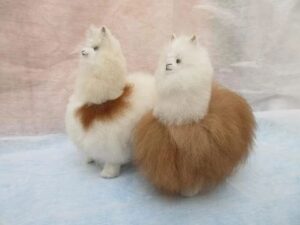Fluffy alpaca toys on display