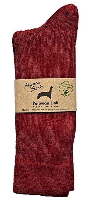 Packaged red alpaca wool socks