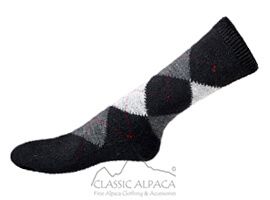 Argyle-patterned sock on white background