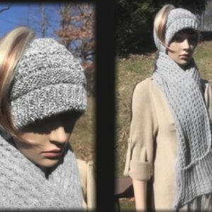 Knit hat and scarf on mannequin outdoors