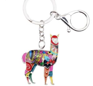 Colorful llama keychain with intricate patterns