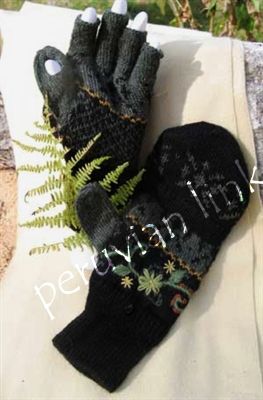 Black gloves on white fabric