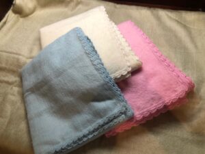 Soft blankets with lace trim edges