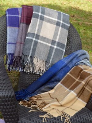 Cozy blankets draped outdoors