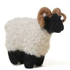 Handmade sheep decoration with brown horns