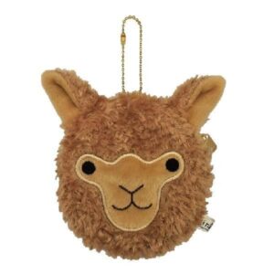 Brown plush llama keychain accessory