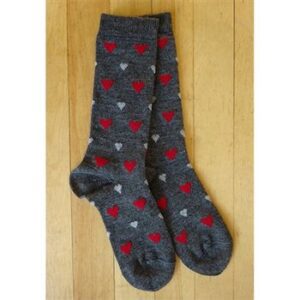Cozy socks with red and white hearts