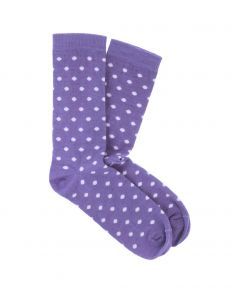 Lavender socks with white dots