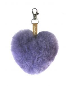 Purple heart-shaped fluffy keychain
