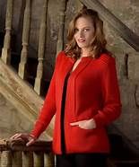 Red jacket fashion in rustic setting