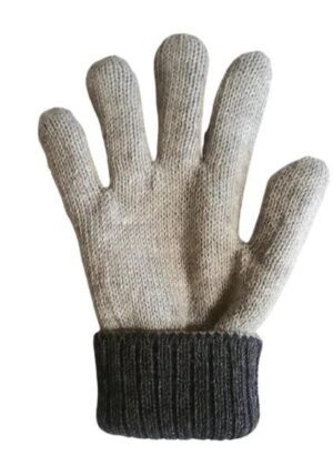 Beige glove with black trim