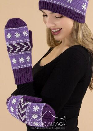 Smiling woman in purple winter wear