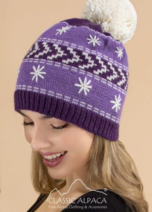 Purple winter hat with snowflake design