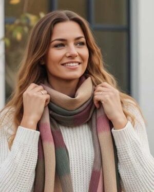 Casual winter fashion look with scarf