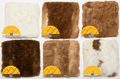 Six swatches of brown and beige faux fur fabric arranged in a grid.