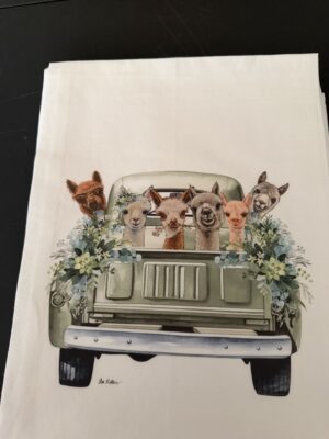 Four small dogs sitting in a vintage car decorated with flowers.